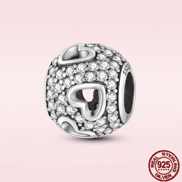 Круглые бусины в виде сердца из стерлингового серебра 925 пробы с изображением животных подходят для оригинального модного браслета-подвески DIY, модное серебро 925 пробы для изготовления ювелирных изделий