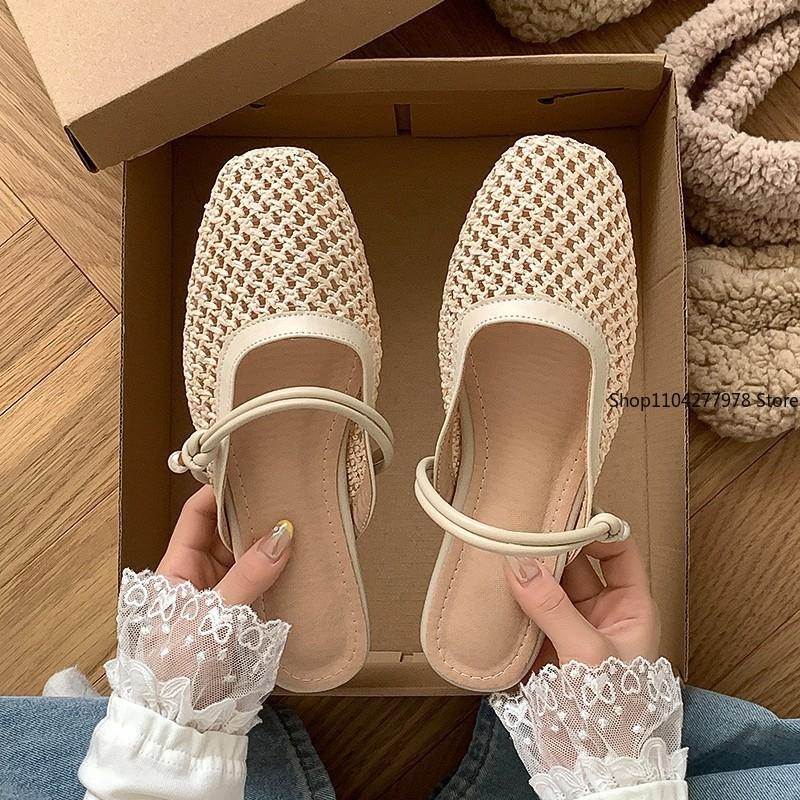 Fashion Women Mesh Ballet Flats Fishnet Ballerina Flats Comfortable Round Toe Ballet Shoes Breathable Casual Walking Shoes for Commuting