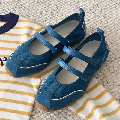 Женская обувь из коровьей кожи 2025 Новые туфли Мэри Джейн спортивного типа с круглым носком и двойным ремешком Простые удобные повседневные туфли на плоской подошве