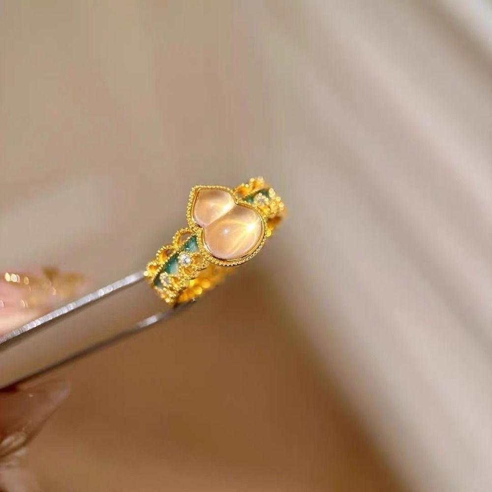 Винтажные открытые кольца в форме тыквы, кольца с цветком в китайском стиле, уникальные эмалевые кольца для пальцев, ципао