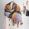 Korean Version New Rainbow Splicing Color Plaid Shawl Female Male Imitation Cashmere Long Scarf Women Men Warm Tassel Muffler