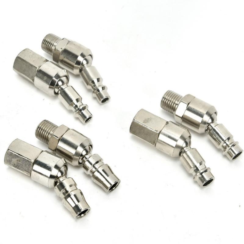 Universal Air Tool Quickly Connect Plugs Fitting Hose Compressor Quick Release Coupler Universal 360 Degree Swivels Pneumatic Quick Joint