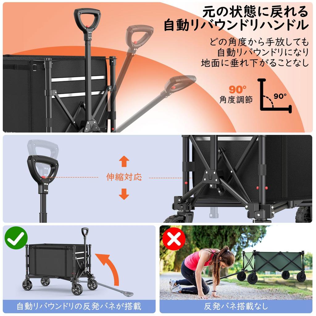 Housolution Carry Large Capacity Load Capacity Outdoor Foldable Camping Convergence Free Standing Storage Cover Black Wagon, 120L, 100kg, Wagon, Cart,