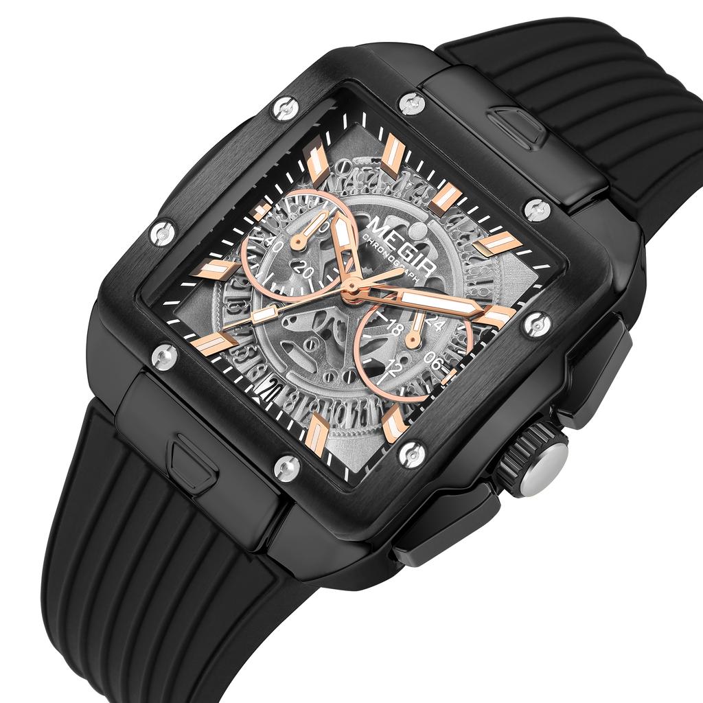 Часы для мужчин Роскошные спортивные кварцевые наручные часы с силиконовым ремешком Светящиеся стрелки Дата Мужской хронограф Часы Reloj Hombr