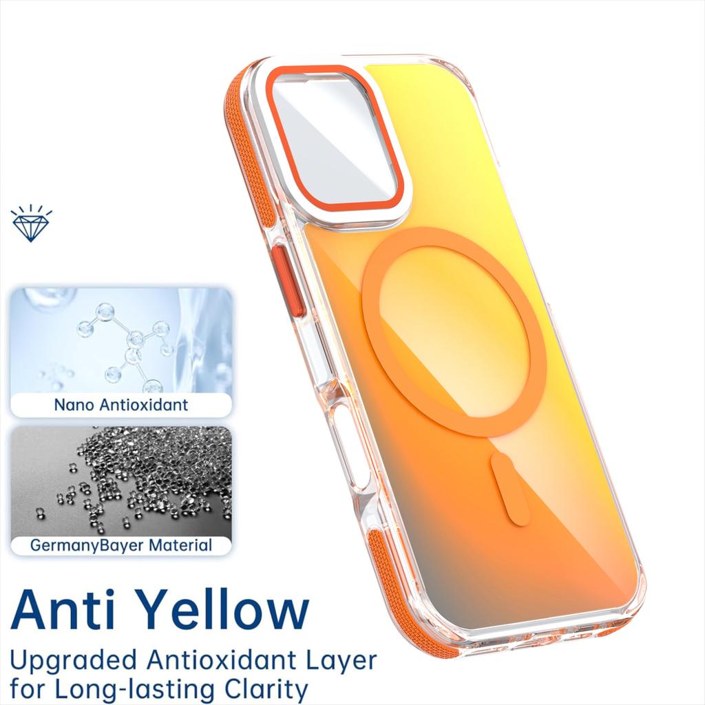 For iPhone 17 Magnetic Case TPU Acrylic Phone Back Cover with Lens Film and Kickstand