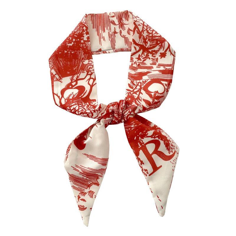 Long Silk Scarf Atmosphere New Thin Narrow Tie Bag Gift Strap Headband Small Tie