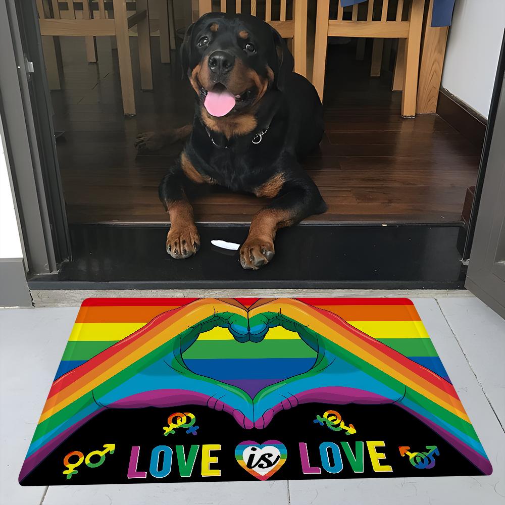 Gay Lesbian LGBT Rainbow Love Floor Mat Bathroom Mat Kids Room Bedroom Decoration Balcony Anti-Slip Doormat Living Room Bedside