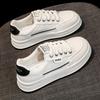 2025 новые толстоподошвенные маленькие белые туфли женские весенние на плоской подошве модные универсальные взрывные, подчеркивающие маленькую ножку, повседневные спортивные кеды для скейтборда