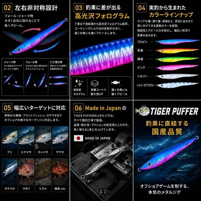TIGER PUFFER Металлическая джиг-приманка - Серия Surge Широкое отклонение (Синий Розовый, 150г)