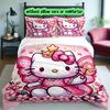 [3pcs Romantic Bedding Set] Hello Kitty Print Duvet Cover, Soft Breathable Bedding Set For Bedroom Guest Room School Dorm Decor