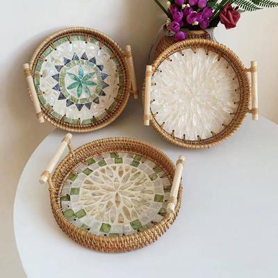 Цветной корпус из ротанга, фруктовый поднос для чая, поднос из ракушки, корзина для хранения закусок, поднос для закусок, тканый Вьетнам