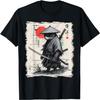 Футболка Samurai Cat Warrior Ukiyo Ink в японском винтажном стиле с самураем-котом для мужчин, женщин, детей