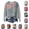 Women's Vintage Knit Button Vintage Print Cardigan Jacket