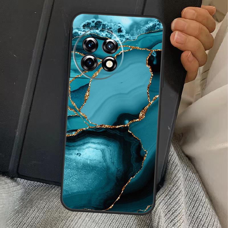 Teal Blue Gold Agate Marble Case For OnePlus 15 13T 13 12 11 13R 12R 10R 10T 8T OnePlus Nord 5 CE 3 4 Lite N20 N30 Cover