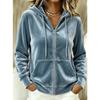 Women S Velvet Hooded Zip Up Sweatshirt Casual Pocket Outerwear