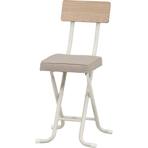 Fuji Boeki Folding Chair, Indoor Chair, Seat Height 47cm, High Chair with Backrest, Width 36.5cm X Depth 46cm X Height 73.5cm, Beige, Noel, 51431