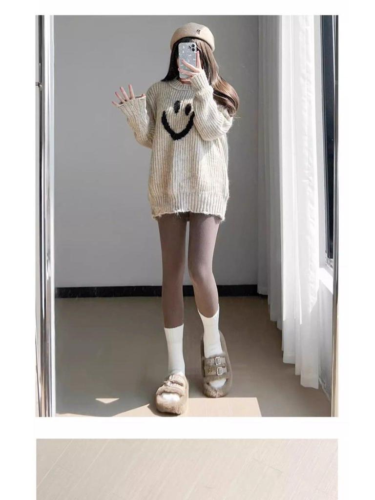 Женские леггинсы цвета овсянки с флисовой подкладкой: Теплые и стройнящие колготки осенне-зимнего уличного стиля для 2025 года