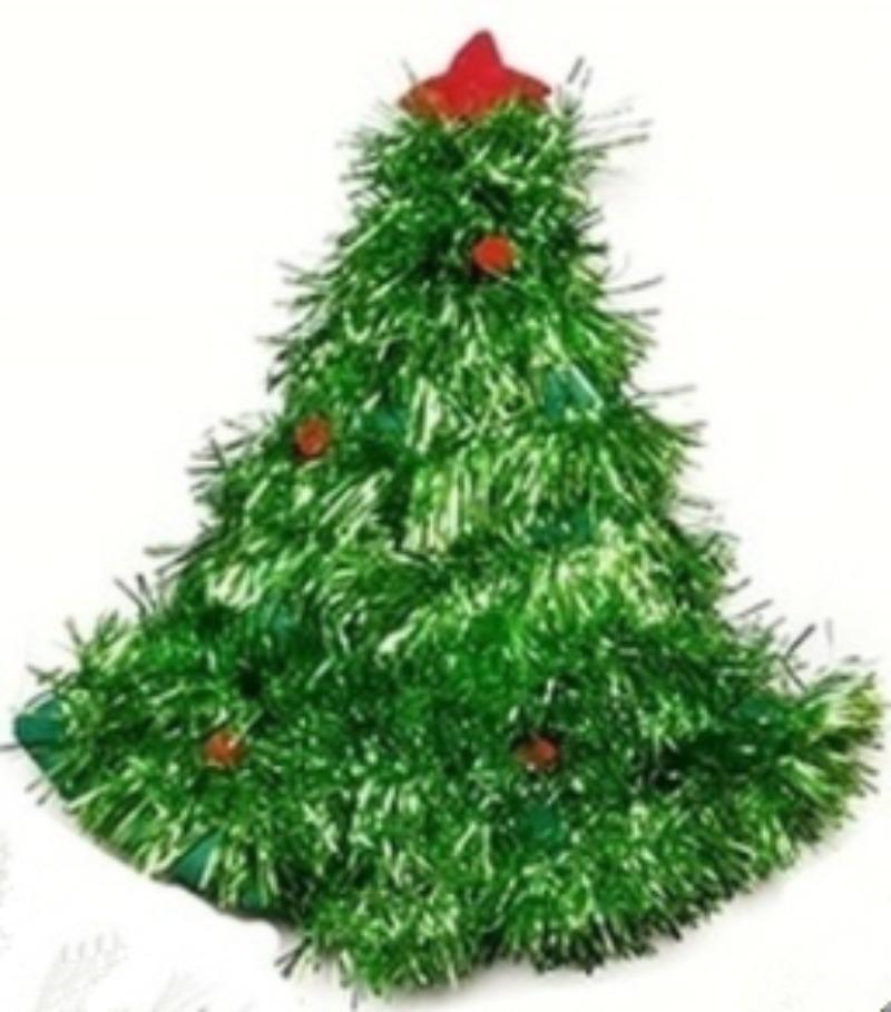 Tinsel Christmas Tree Hat Headband Christmas Party Santa Claus Flower Dress Clothing Hat Holiday Atmosphere Decoration Headwear