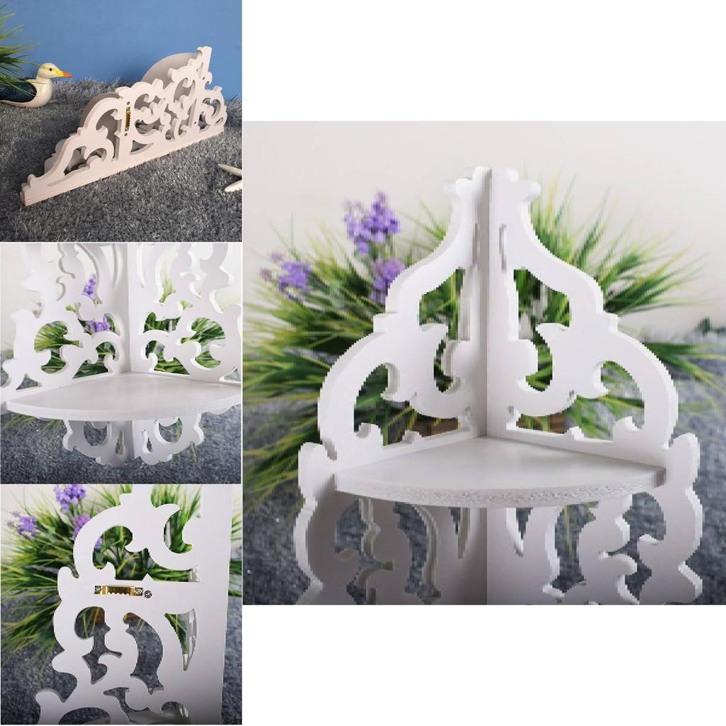 White Waterresistant Wall Corner Storage Shelf With Rustic Finish For Home Office And Balcony