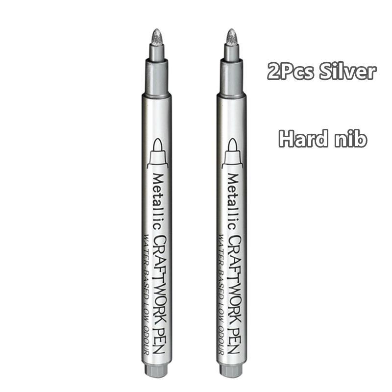 2 шт., кисть золотого, серебряного цвета, металлические маркеры, маркер для перманентной краски для наскальной живописи, керамическое стекло, принадлежности для рисования своими руками