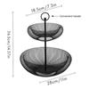 2-Tier Fruit Basket,Wire Fruit Bowls Holder,Decorative Fruits Basket,Kintchen Storage Basket For Snacks Vegetables,Black