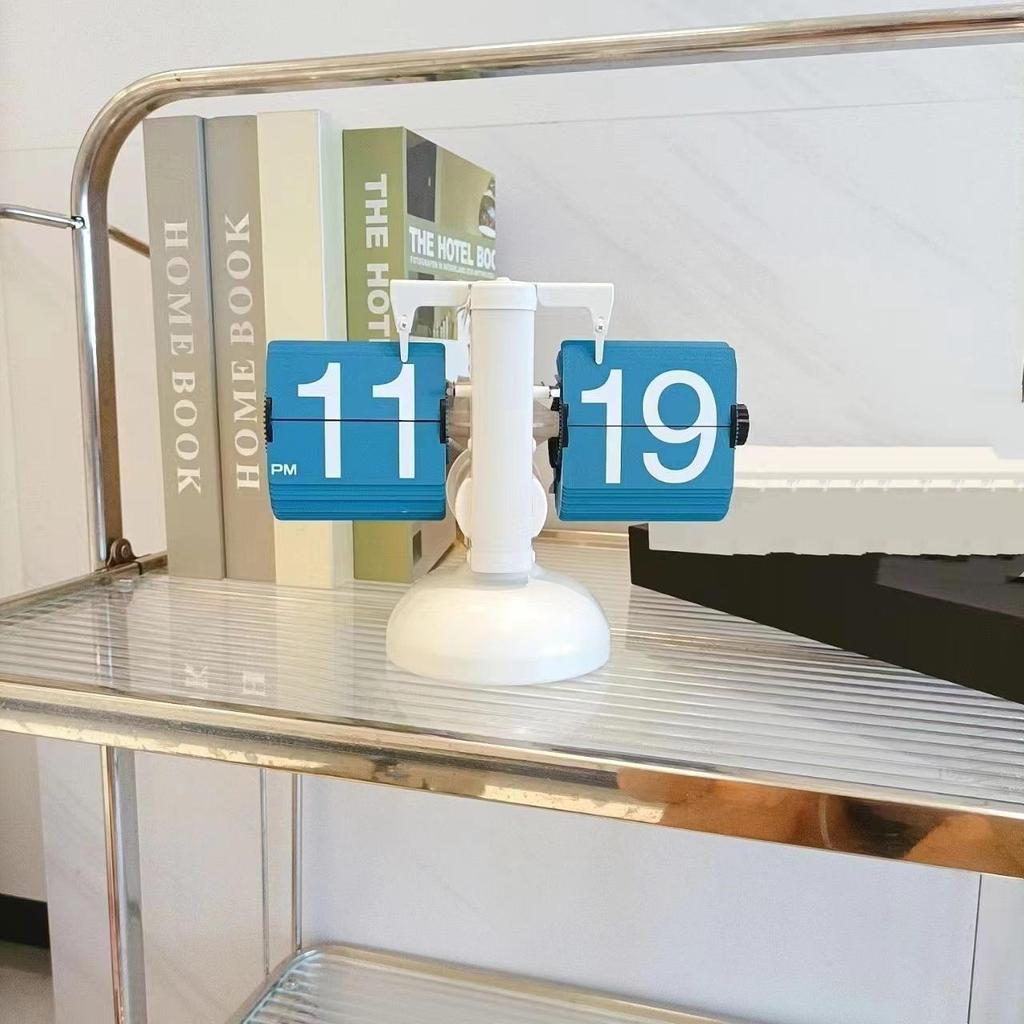 Creative Retro Flip Clock - Modern Simple Design, Ingenious Single-Leg Balance for Living Room Decor