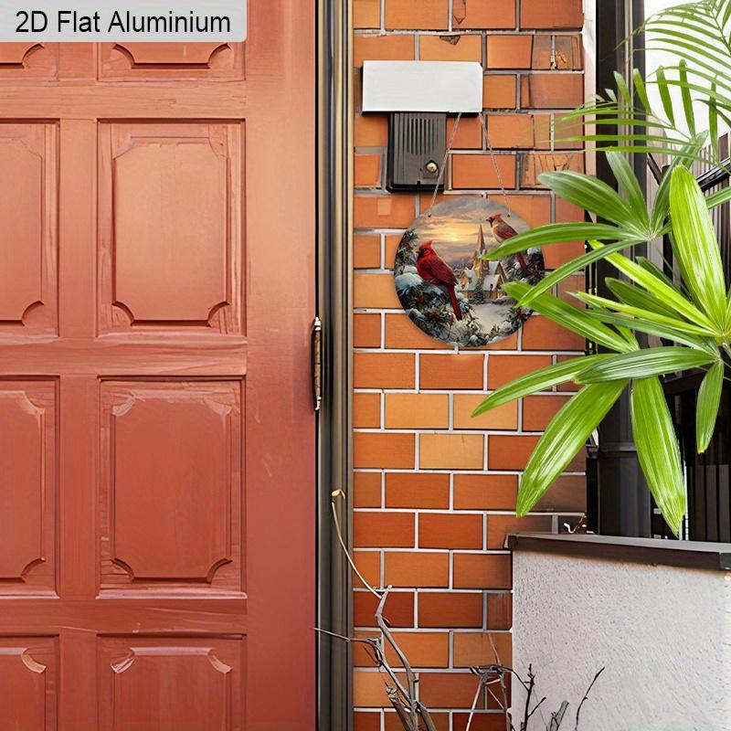2D Flat Aluminium Cardinal Christmas Sign - Warm Winter Figurine Ornaments - Ideal for Front Door, Wall, Porch, Window Decor - Ideal Christmas Gift