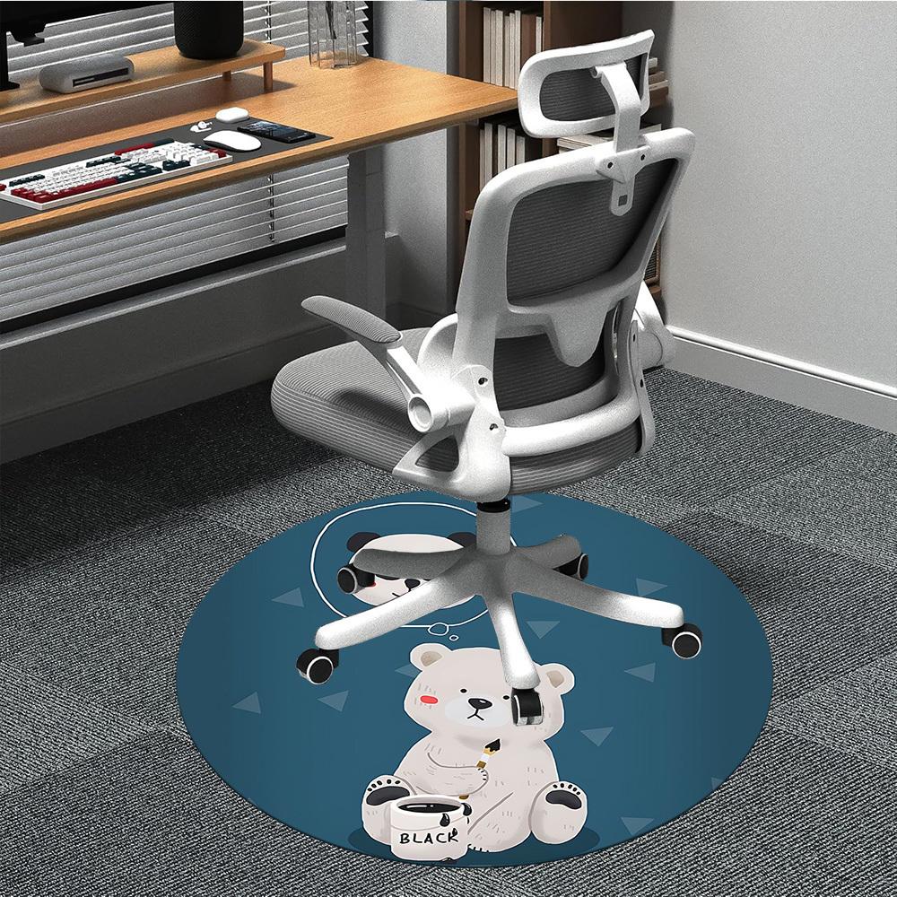 1pc Panda Bear Office Round Area Rug, Indoor Mat Suitable For Office, Under Office Chairs Bedroom Living Room Home Decor, Room Deco
