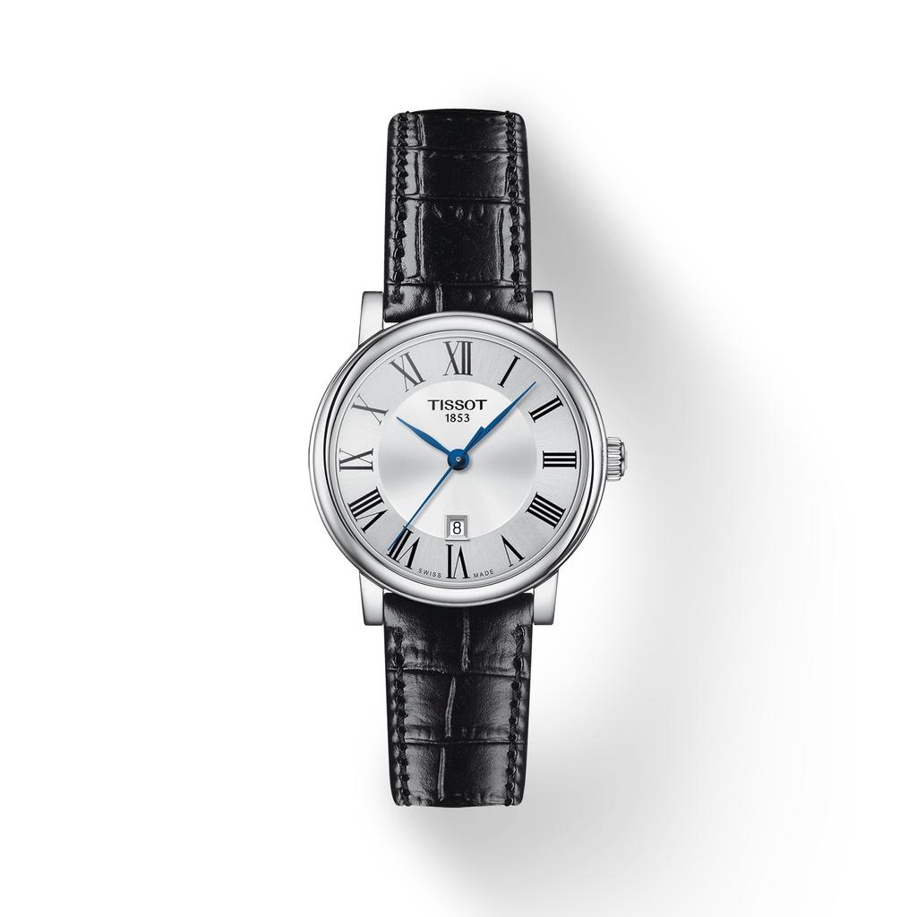Tissot Мужские модные часы T122.210.16.033.00 с кожаным ремешком и серебристым циферблатом