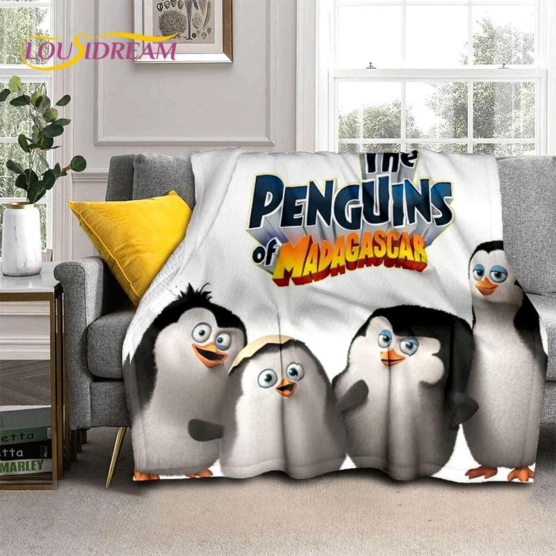 Милые пингвины из мультфильма «Мадагаскар» Плед, Мягкий плед для дома, спальни, кровати, дивана, пикника, путешествий, офиса, Покрывало, Подарок для ребенка