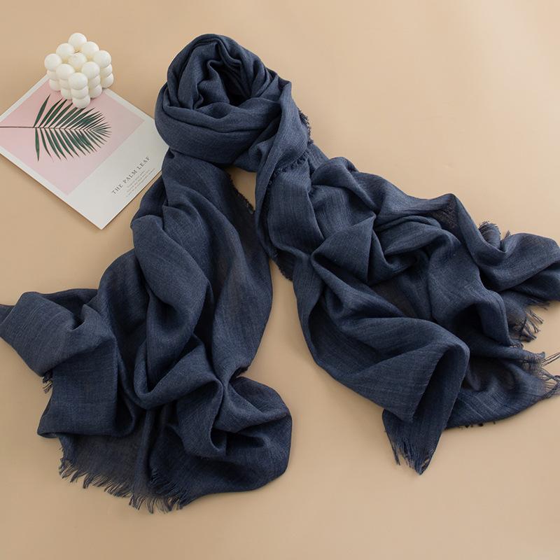 Solid Color Cotton And Linen Scarf Women'S High-End Sense Thin Long Yarn Scarf Sunscreen Shawl Commuter Simple Silk Scarf