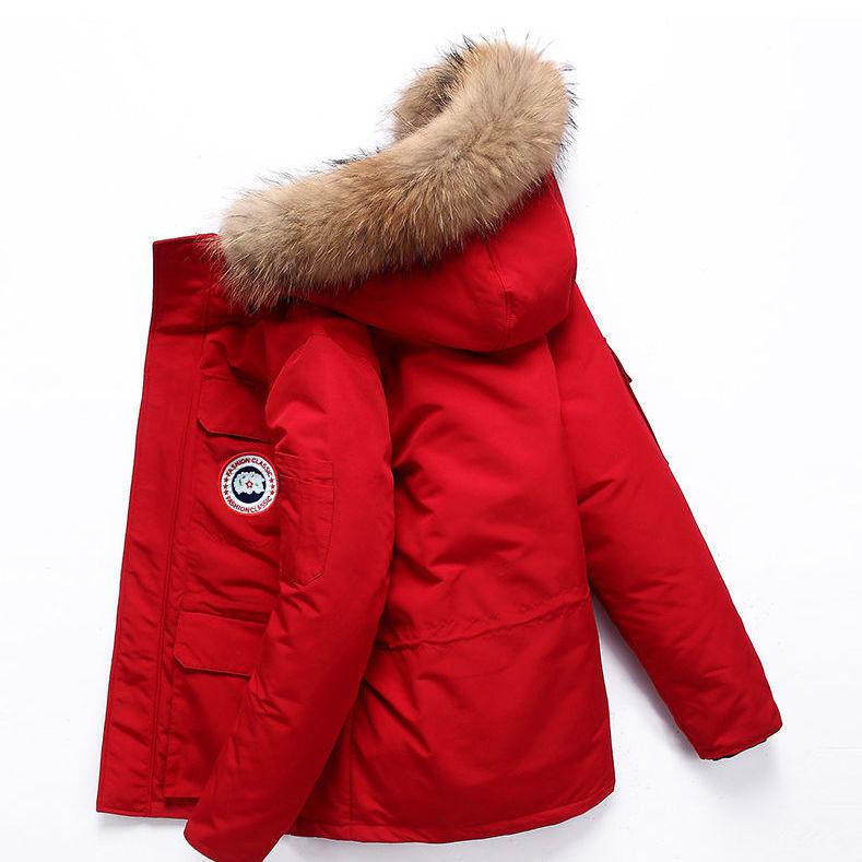 Зимний пуховик с большим меховым воротником для мужчин и женщин, короткая утепленная модная брендовая свободная теплая стеганая куртка для пары, куртка средней длины с гусиным пером