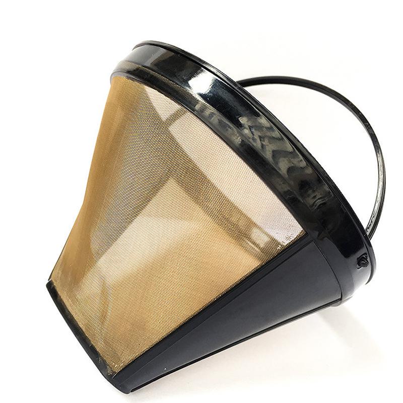Coffee Filter Washable Reusable Coffee Maker Machine Cone Shape Fine Mesh 10-12 Cup Coffee Filter