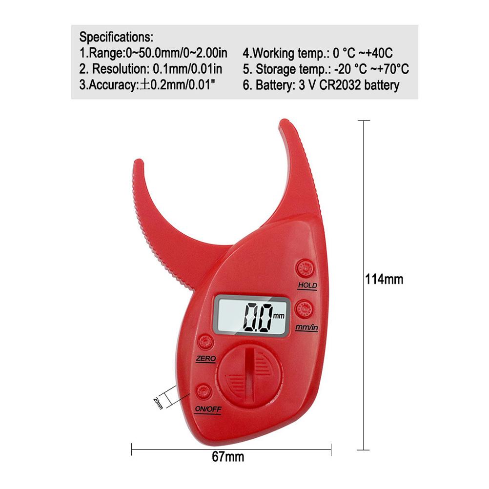 Red Body Measuring Tool Lcd Display Fat Analyzer Portable Fat Caliper Clip For Fitness Health Monitoring