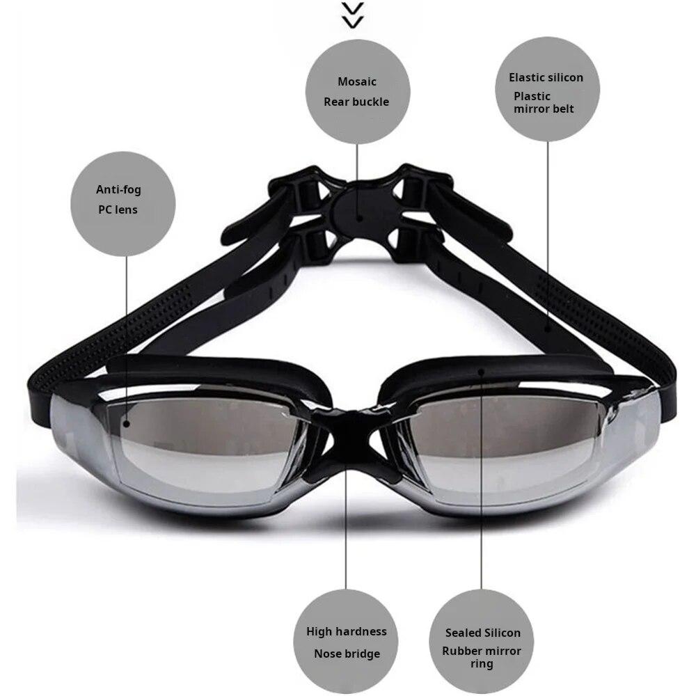 Профессиональные взрослые противотуманные линзы с защитой от ультрафиолета для мужчин и женщин, водонепроницаемые регулируемые силиконовые очки для плавания