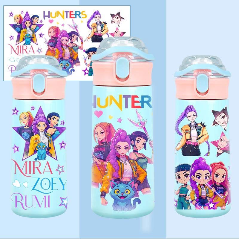 Cartoon Anime Girl Water Bottle, 3D Printed Pattern Design, Hot Ultra High Aesthetic, Lightweight & Leakproof, with Portable
