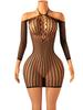 Fhseer Женское Прозрачное Сексуальное Нижнее Белье Мини-Платье Bodycon с Вырезами и Рваным Дизайном, Длинный Рукав, Бэбидолл для Частной Вечеринки
