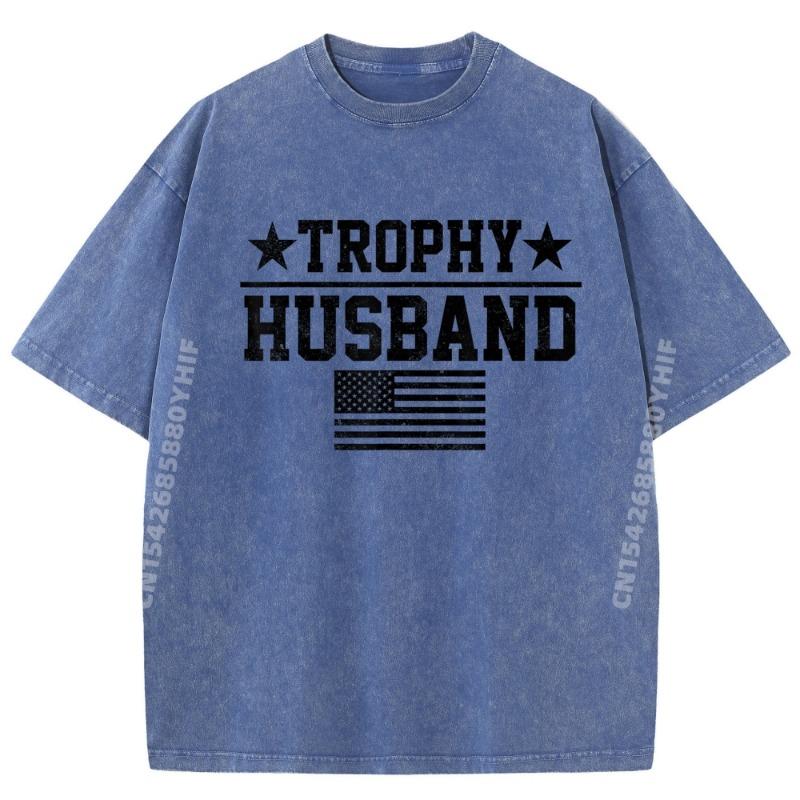 Trophy Husband American Flag Fathers Day Tee womens Fashion T Shirt Hot Sale Soft Washed Clothes Graphic Tees