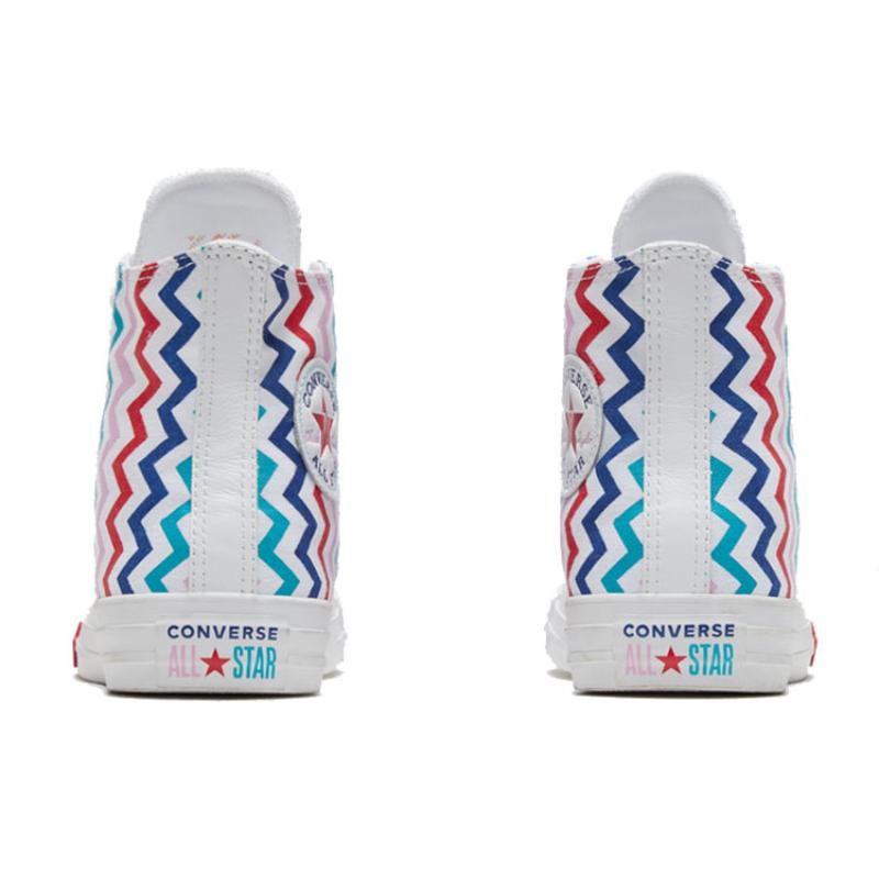 Converse Chuck Taylor All Star High 'Zigzag' Модный Комфорт Многоцветные Высокие Кеды из Канваса Женские Цветные Вертикальные