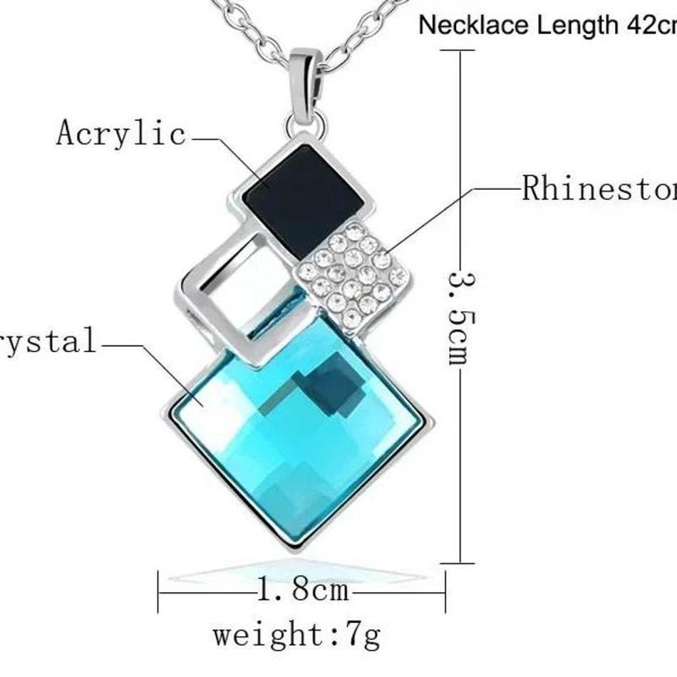 Square Diamond Inlaid Necklace Earrings Set Collarbone Chain Accessories Gifts Fashion Creative Decoration Korean Minimalist