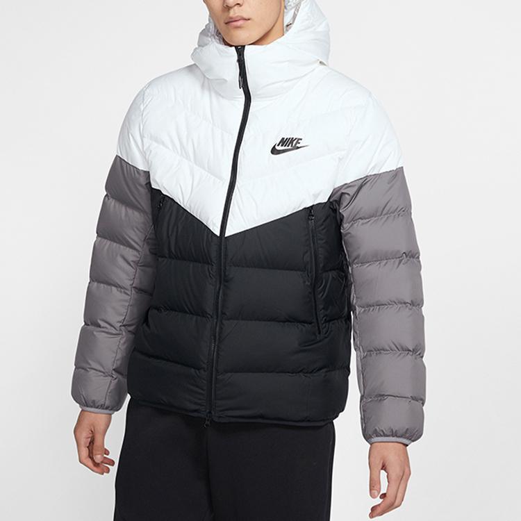 Nike NSW Down Fill Color-Block Повседневная спортивная куртка с капюшоном Мужская верхняя одежда Черный Белый CU0226-100