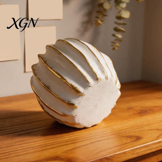 Thanksgiving Home Decor Fall Pumpkin Decor, White Gold Decorative Pumpkin, Resin Pumpkins Modern Ornament Figurine, Statues for Tabletop Centerpiece