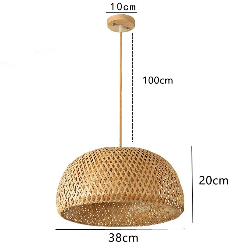 Bamboo Lantern 38/45cm Pendant Lamp Natural Rattan Wicker E27 Chandeliers Hand-Woven Lampshades Lighting Fixture Hanging Light