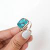 Кольцо с драгоценным камнем из лабораторной бирюзы, кольцо из твердого серебра 925 пробы, подарок для нее, кольцо в стиле бохо, кольцо из цельного серебра, ювелирные изделия ручной работы