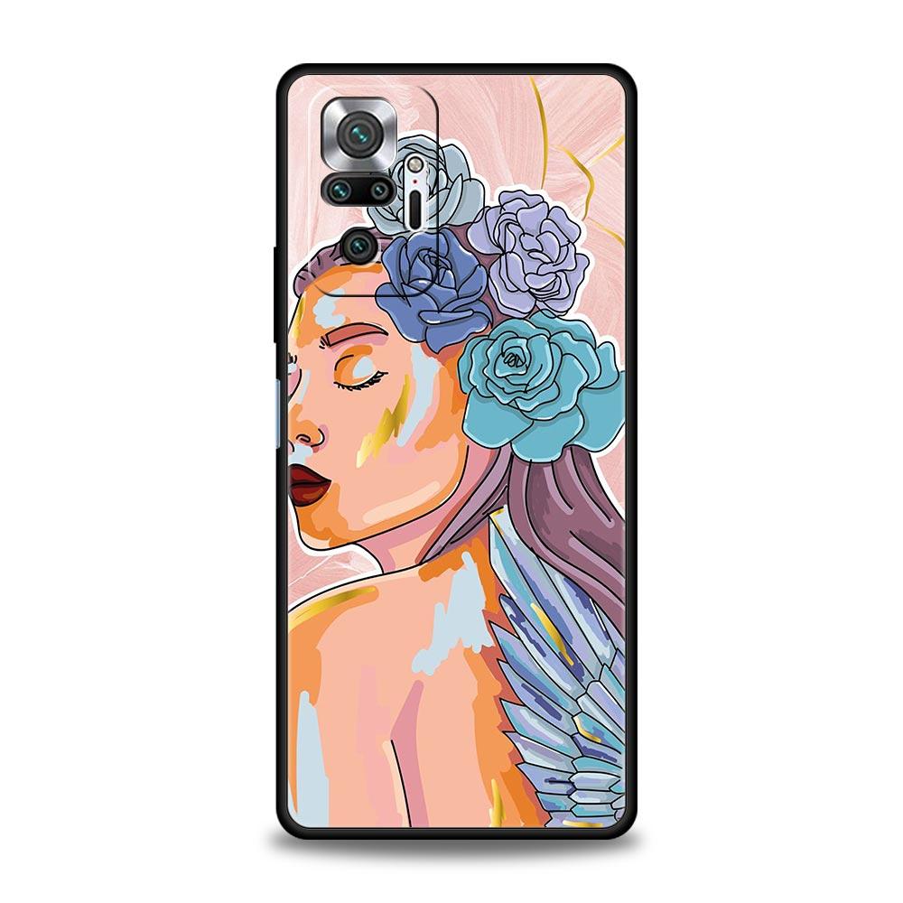 Чехол для телефона TPU для Xiaomi Redmi Note 10 11 9 8 Pro 9S 7 8T 9T 9A 8A 9C K50 K40 игровой чехол Paris Art синяя бабочка девушка цветок
