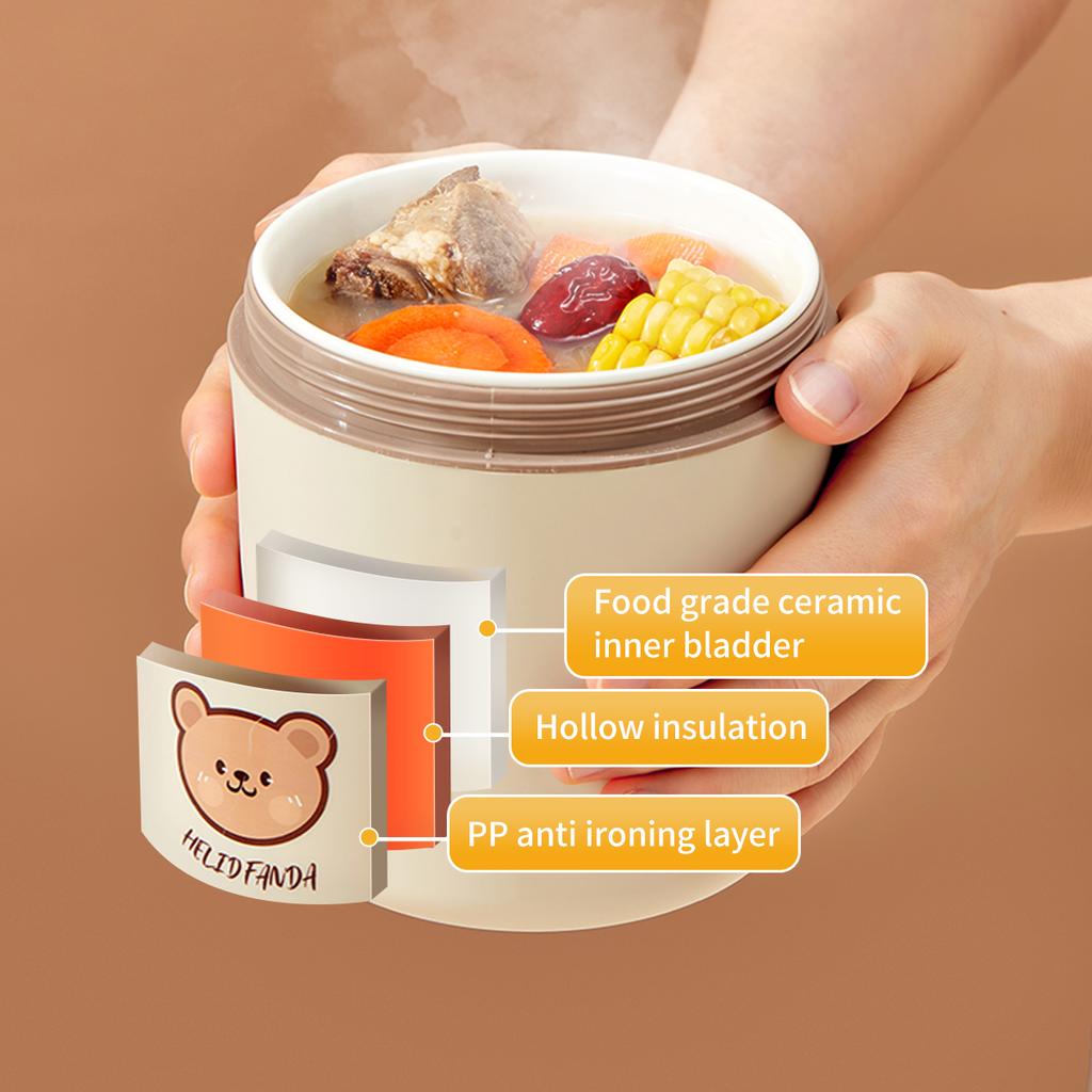 Ceramic Lunch Box Portable Insulated Food Storage Container With Lid Microwave Bento Box Sealed Leak Proof Food Jar