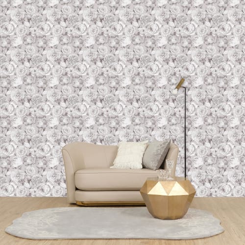 Francfranc Съемные обои, Пион, 45см x 250см, Серый