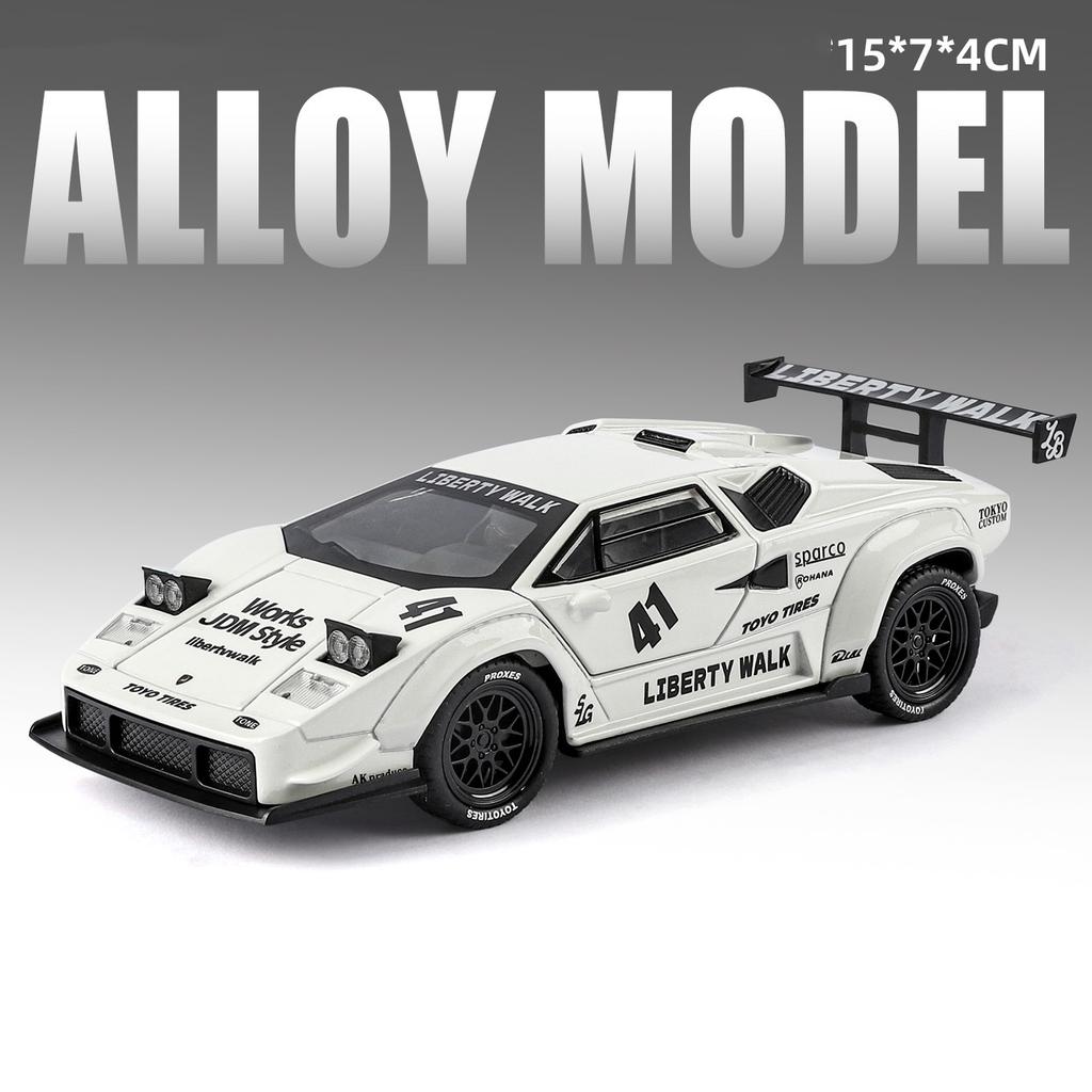1:Масштаб 32 Countach Lbwk Lp500S Модель автомобиля Игрушка Звук Свет Оттягивается Двери открываются Высокодетализированные Модели автомобилей Настольное украшение