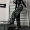 Plaid Pants Women's High Waist Casual Pants Straight Wide Leg Pants