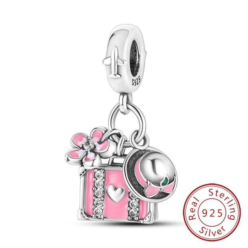 New 925 Silver Charm Airplane Camera Suitcase Love Travel Life DIY Beads Fit Original Charms Bracelet Jewelry